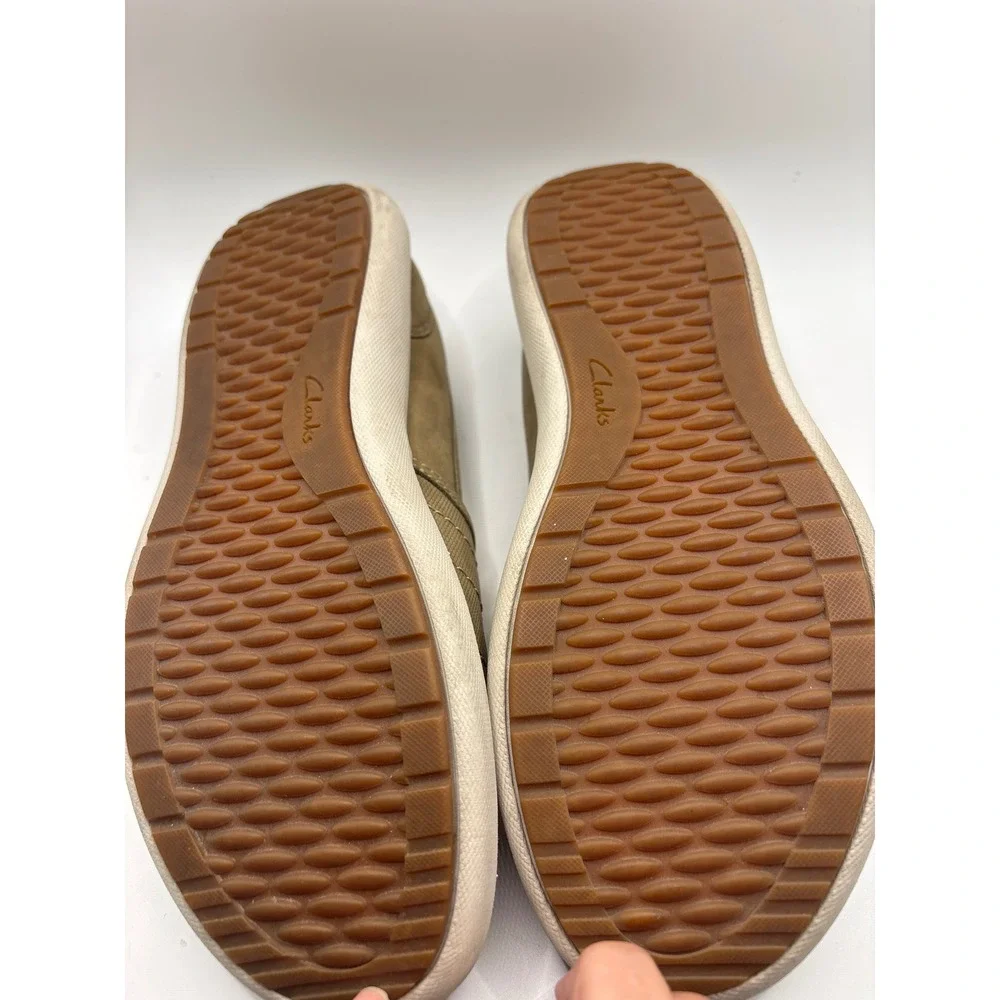 Clarks Nalle Violet Olive Nubuck Leather Slip On Loafers Shoes Womens 6M